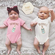 Haginbaby Drinking Buddies Twins Baby Onesies Funny Twin Cotton Bodysuit Baby Clothes