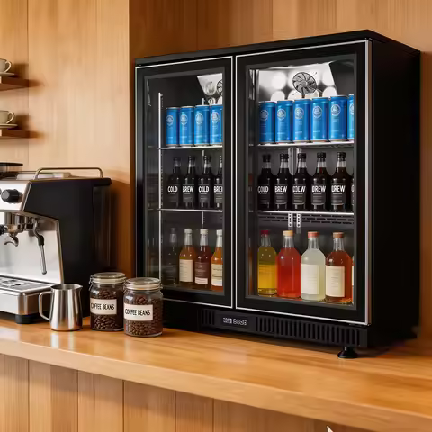 CE/RoHS 2 Door Bar Fridge 200L 7.06 Cu.Ft Electronic Glass Door Beer Cooler Refrigerator Custom Mini