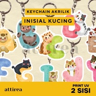 GANTUNGAN Acrylic Initial Keychain - Cat | Cute Initial Souvenir Keychain