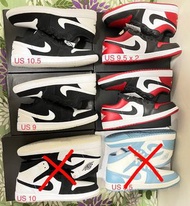 Air Jordan 1 low, Mid, High (Bred toe, Diamond shorts, UNC, Hyper Royal, Heritage, Stage Haze, Bred 