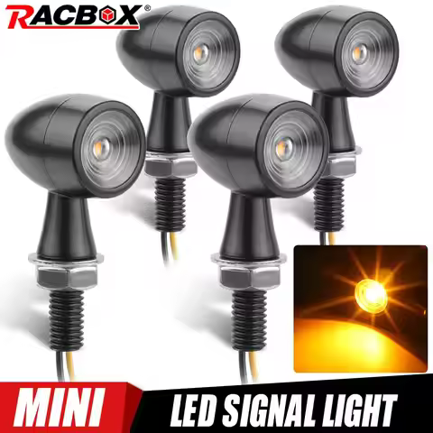 4Pcs Aluminium Mini Bullet Front Rear Motorcyle LED Turn Signal Light Indicator Blinker Amber 12V M8