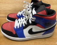 正版Nike Air Jordan 1 AJ1 MID 喬1板鞋 運動鞋 休閒鞋 復古潮流 紅藍鴛鴦 黑腳趾