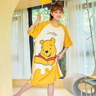 Cartoon Pyjamas Baju Tidur Rumah Comfortable Short Sleeves Round Neck Dress Cartoon Sleepwear Plus Size
