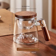 Transparent glass teapot, tea strainer, glass cup, tea cup, strainer, wooden handle, teapot