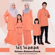 Baju Raya Sedondon Salmon Peach Dusty Orange Baju Kurung Baju Melayu Kurta Set Family Ayah Ibu Anak [RAYAFR]