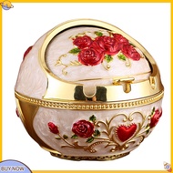{uStuttg}  Rose Flower Pattern Ash Tray with Lid Windproof Zinc Alloy Smoking Ashtray for Living Room