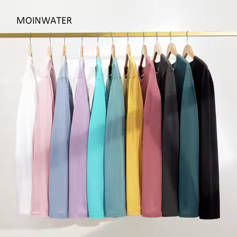 MOINWATER Women New 100% Cotton Long Sleeve T shirts Female Eleven Colors Base Casual Tees Tops for 