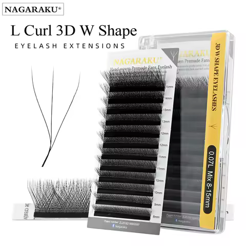NAGARAKU L LC LU M Curl C D DD 3D W Shape Eyelashes Flowering Bloom Premade Fans Eyelash Extensions 