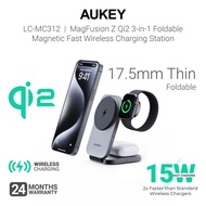 AUKEY LC-MC312 MagFusion Z Qi2 3-in-1 Foldable Magnetic Fast Wireless Charging Station