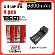 (UP TO 8 IN A SET) 3.7V 18650 UltraFire Vape Battery Rechargeable Lithium Ion Battery Ultra Fire Bat