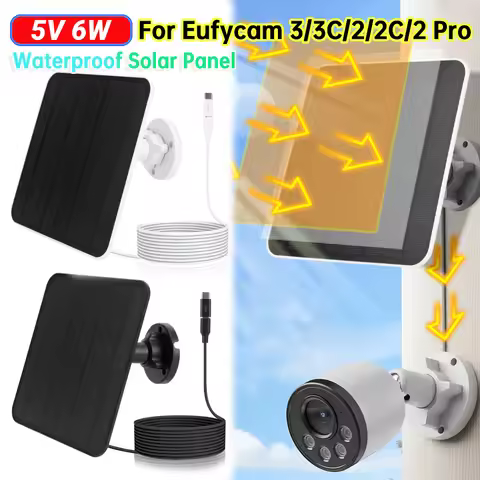 5V 6W Solar Panel IP65 Waterproof Solar Cell Panel Micro USB Type-C 360 Degree Adjustable Mounting f