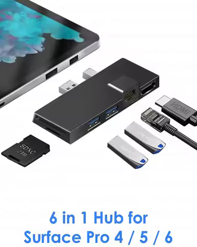 Expansion Dock for Microsoft Surface Pro 4 USB3.0 Hub SD/TF HDMI4K Rj45 6 Ports USB-Type C Adapter f