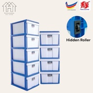 5 Tier Plastic Drawer With Wheel /Storage Cabinet / Wardrobe Kabinet Drawer / Office Storage Multipurpose Household 橱柜