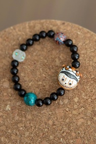 鹿角根付虎頭帽拉布布 椰蒂手串 螺鈿大漆珠 鳳凰石 盤玩