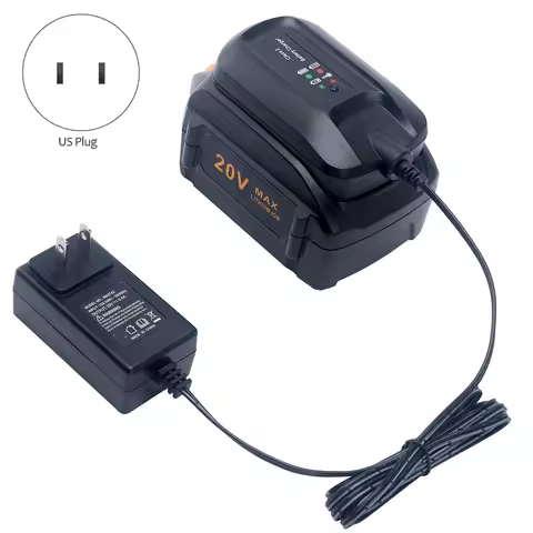 A08R US Plug WA3742 WA3732 20V Lithium Charger Compatible with Worx 18V/20V PowerShare Battery WA352