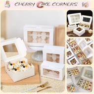 Paper Box 2-4-6-12 Cells for Christmas Cakes, Cupcakes, Egg Tarts, Transparent Open-lid Fruit Tarts.