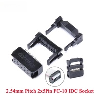 20Set/1Set 2.54mm Pitch 2x5 Pin 10 Pin IDC Female Header Socket Connector FC-10 Dual Row Pitch IDC C