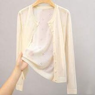 Plus Size 1XL-4XL Women's Spring/Summer Knit Sun Protection Cardigan, Casual Breathable Long Sleeve