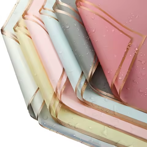 Korean Flower Paper 20PCS/PACK Golden Border Rose Flower Paper Korean Style Gift Wrap Florist Korean