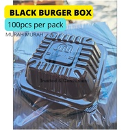 BLACK PP Burger Box [ 100pcs± ] Disposable Plastic Food Box JISHAN Brand / Tage PP Burger Box