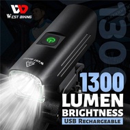 WEST BIKING QB105 LAMPU DEPAN SEPEDA 1300 LUMEN USB 4500MAH WATERPROOF - Goes Store87