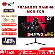 YGT 27" IPS Monitor 165HZ 1ms 2K QHD 2560*1440P Framless Flat Gaming Led Monitor Black/White