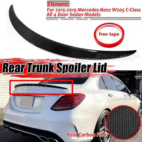2026 Nick Car Real Carbon Fiber Boot Spoiler Wing Trunk Spoiler Wing for W205 C300 C400 4MATIC