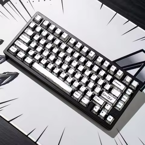 White Comic 5 Sides Dye Sublimation PBT Keycaps Cherry Profile Korean/Russian/German/English Keycaps