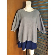 Brown 3/4 Sleeve Top Blouse Long Back (4XL) L044