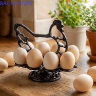 BACK2LIFEM Rooster Fresh Egg Holder, Iron Rustic 2 Tier Eggs Holder, Vintage Large Capacity Decorati