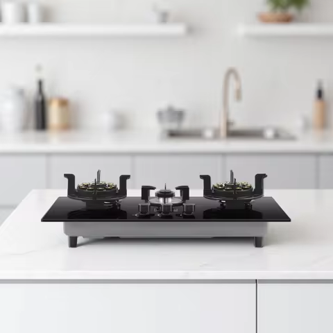 New Kitchen Gas Stove Household 5.2KW Fierce Fire 3-burner Double-Sided Timing Gas Stove Embedded En