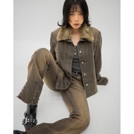 CATHA - Fur Eclipse Line Up Jacket Denim Jacket for Women Korean Jacket