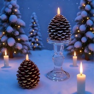 New Product LED Small Size Christmas Pine Cone Decoration Paraffin Real Wax Pine Cone Candle Pine Co
