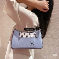 【威選精品｜LV Marelle 淺藍色銀扣斜背包｜芯片款】