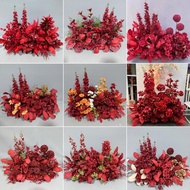 Wedding Red Silk Flower Finished Product Floral Wedding Hall Ground Row Flower Stage Aisle Decoratio
