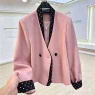 Free Shipping Taiwan Shipping Autumn Winter Blazer Collarless Blazer Women Spring Autumn New Style C