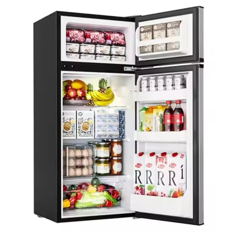 Mini Fridge with Freezer 4.5 Cu.Ft 2 Door Mini Refrigerator in Silver for Bedroom Dorm Office Apartm