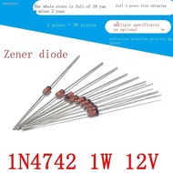 1W Zener diode 12V IN4742A in-line glass 1N4742 DO-41 (50 pieces)