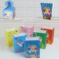 Baby Shark Theme Gift Bag Paper Candy Bag Popcorn Box Cute Cartoon Shark Pattern Kids Birthday Party Decoration