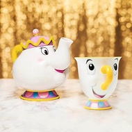 Disney 迪士尼 美女與野獸 茶壺太太茶壺阿齊杯子 陶瓷造型杯壺組