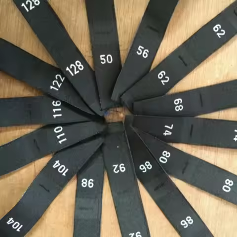 50pcs Black polyester size label baby clothes 50 56 62 68 74 80 86 92 98 104 110 116 122 128 number 