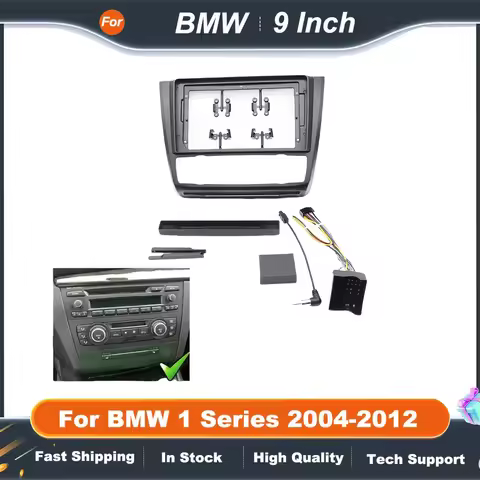 9 Inch Car Radio Fascia Frame for BMW 1 Series E81 E82 E87 E88 Android Dash Panel Kit with Canbus De