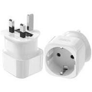 Eu To UK Plug Adapter For UK Ireland Dubai Mauritius Singapore Wall Socket, European Schuko 2-Pin To