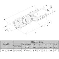 500 Pcs Insulated Fork Spade Wire Connector #8 U-Type Electrical Crimp Terminals 22-16 AWG- Red JHKF