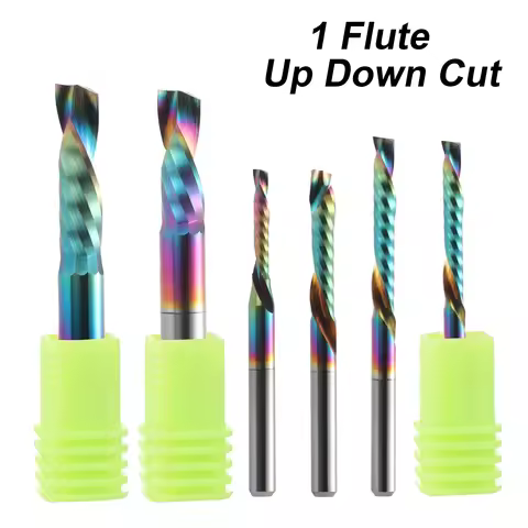 1Pcs 2.0/3.175/4/5/6/8mm One Flutes DLC Coating UP & DOWN Cut Spiral Milling Cutter CNC Router, PVC 