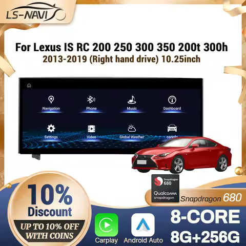 10.25" RHD For Lexus IS RC 200 250 300 350 200t 300h 2013-2019 Car Radio Wireless CarPlay Multimedia