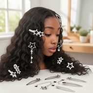 Gothic Star Hair Accessories with Chain Detail: Gothic star-themed hair accessories featuring intric