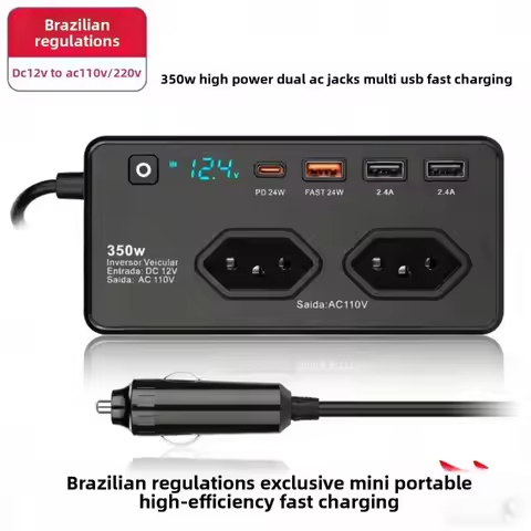 Inverter Plug-in Car Inverter Fast Charging Pd Port with Display 350W Car Inverter Inversor 12 V 220