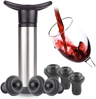 Wine Stoppers Set, Wine Saver Stainless Steel Vacuum Pump with 6 Rubber Wine Bottle Plugs Stoppers