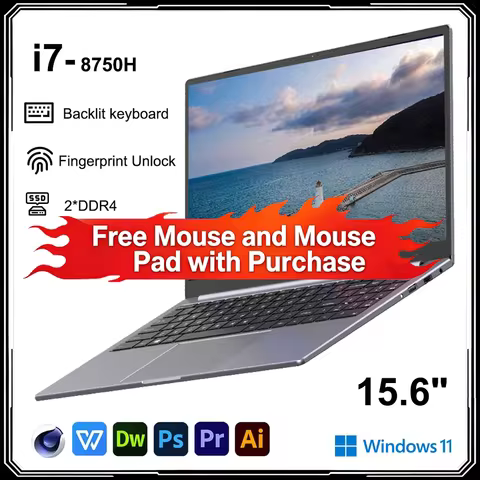 16.1 Inch Gaming Laptop Intel I7 8750H 32GB DDR4 2TB SSD 144Hz RGB Keyboard WIFI 6 BT5.2 Windows11